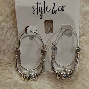 Style & Co. Silver Beaded Hoop Earrings